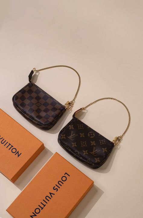 Louis Vuitton Mini Pochette & Mini Monogram Bag Mini Louis Vuitton Bag, Lv Mini Bag, Lv Mini Pochette, Louis Vuitton Mini Bag, Louis Vuitton Mini Pochette, Pochette Louis Vuitton, Purse Outfit, Lv Pochette, Louis Vuitton Pochette