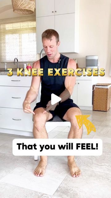 Grow Young Fitness on Instagram: "3 knee strengthening exercises that you will feel! 😃 #knee  #kneepainexercises #seniorfitness #fitnesstips #chairexercises #homeworkout #beginnerworkout #physicaltherapy #dailyroutine" Leg Strengthening Exercises For Bad Knees, Exercise For Bad Knees Strength Training, Strengthen Inner Knee, Arthritic Knee Exercises Women, Stiff Knees Exercise, Strengthen Knees Exercises, Exercise To Strengthen Knees, Inner Knee Fat Exercises, Knee Workout Strength