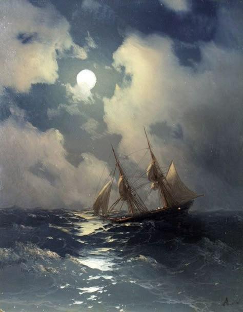 Tall Ships Art, Ivan Konstantinovich Aivazovsky, Ivan Konstantinovich, Ivan Aivazovsky, Navi A Vela, Anton Chekhov, Sea Pictures, Old Sailing Ships, Arte Peculiar