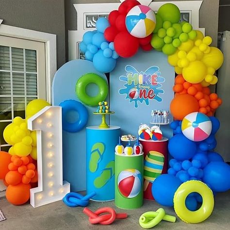 Amazon.com: Summer Pool Beach Party Decorations 146pcs Beach Ball Tropical Balloon Garland Arch Kit for Kids Luau Hawaii Baby Shower Events Birthday Party Supplies : Toys & Games Baby Pool Party 1st Birthdays, 1st Birthday Boy Pool Party Ideas, Beach Birthday Party For Kids, Pool Party Birthday Ideas, Tropical Balloon Garland, Boy Pool Party, Kids Pool Party Birthday, Ball Theme Birthday, Circus Birthday Party Decorations