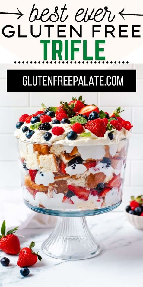 Gluten Free Trifle, Dairy Free Trifle, Gluten Free Truffles, Gluten Free Pound Cake, Gluten Free Pudding, Cake Berries, Christmas Trifle Recipes, Gluten Free Lemon Cake, Gluten Free Strawberry Shortcake