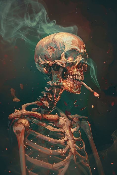 Skeleton smoking invertebrate cigarette darkness. | premium image by rawpixel.com Skeleton With Ciggerate, Skull Art Aesthetic, Art Inspo Grunge, Skeleton Images, Skeleton Aesthetic, Aesthetic Skull, Skull Artwork Illustrations, Burning Skull, Skeleton Pics