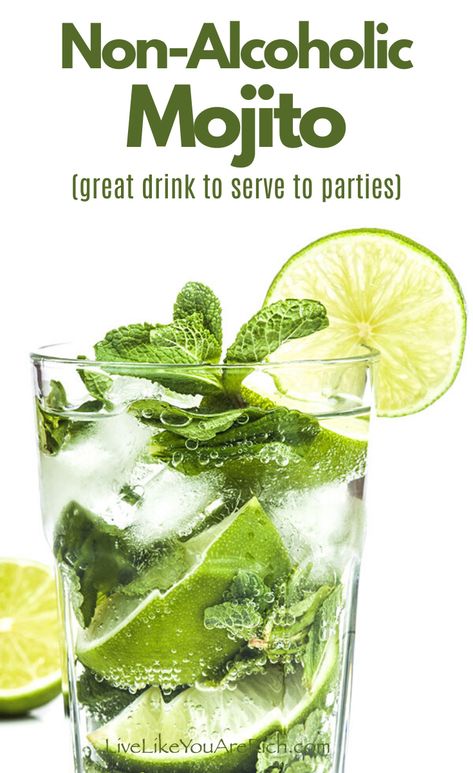 Non-Alcoholic Mojito Recipe Resep Mojito, Mojito Recipe Pitcher, Easy Mojito Recipe, Non Alcoholic Mojito, Mojito Recept, Easy Alcoholic Drinks, Virgin Mojito, Graduation Party Foods, Resep Salad