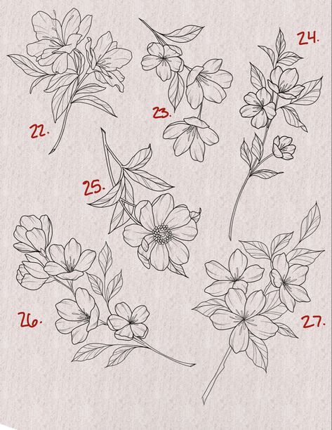 Illustrative Flower Tattoo, Back Tattoos Floral, Types Of Flower Tattoos, Japanese Tattoo Art Flower, Flower Line Drawing Botanical Illustration, Flower Flash Sheet, Botanical Flower Tattoo, Floral Flash Tattoo, Neotrad Flowers