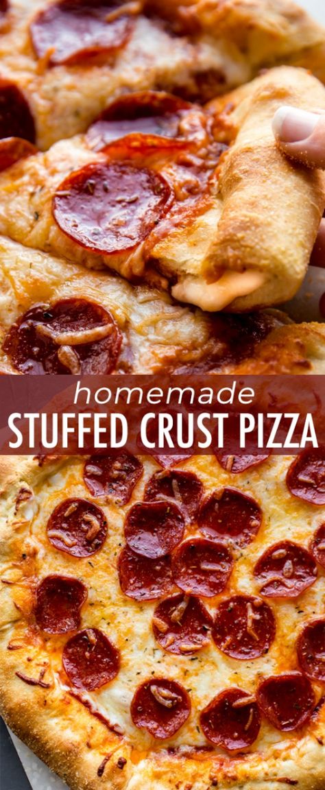 Homemade Pizza Crust Easy, Supreme Pizza Recipe, Stuffed Crust Pizza, Grilled Pizza Recipes, Bake Breakfast, Deep Dish Pizza Recipe, Stuffed Crust, Homemade Pizza Crust, Pizza Ideas