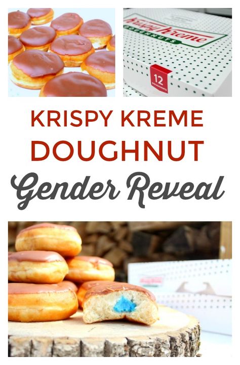 Krispy Kreme Doughnut Gender Reveal — The Organized Mom Life Gender Reveal Donuts Ideas, Food Gender Reveal Ideas, Donut Gender Reveal Ideas, Gender Reveal Baked Goods, Gender Reveal Dessert Ideas, Donut Wall Gender Reveal, Gender Reveal Ideas Donut Theme, Gender Reveal Baking Ideas, Donut Gender Reveal Party