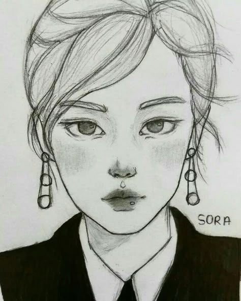 Girl Face Drawing, Color Drawing Art, Pencil Sketch Images, Animation Art Sketches, Cool Pencil Drawings, Kpop Art, Kpop Drawings, Easy Drawings Sketches, Cute Drawing