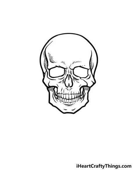 Skull Scary Drawing, Skull Stack Drawing, Skull Line Drawing Simple, Skull Head Tattoo Design, Skull Line Art Tattoo, Small Skull Drawing, Skull Simple Drawing, Simple Skull Outline, Skeleton Head Tattoo