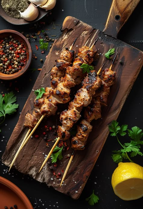 Learn How to Cook Skewer Recipe For Free | Recipes You'll Love, Made Easy! Kebab Food Photography, Kebab Photography, Grilled Skewers, Bbq Kabobs, Pork Skewers, Sweet Pork, Boneless Pork Shoulder, Quick Vegan Meals, Skewer Recipes