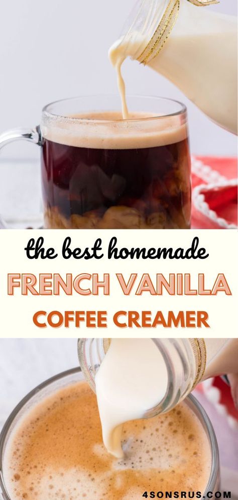 Homemade French Vanilla Coffee Creamer, Natural Coffee Creamer, French Vanilla Coffee Creamer, Homemade Coffee Creamer Recipe, Sweet Cup, French Vanilla Creamer, Vanilla Coffee Creamer, Flavored Coffee Creamer, Homemade Coffee Creamer