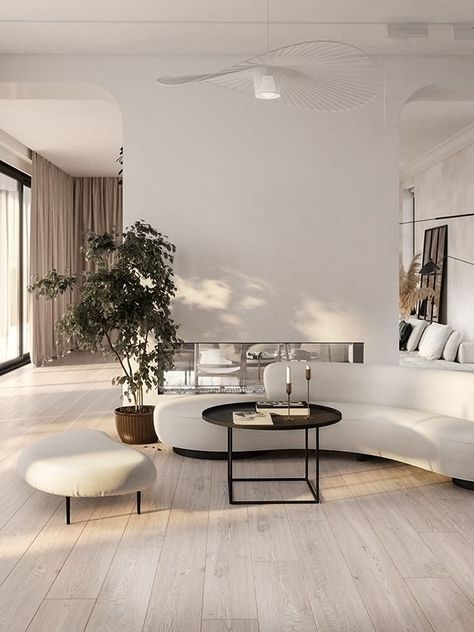 Curvy Sofa, Design Interior Modern, Interior Boho, Modern Minimalist Living Room, Fantasy Homes, Minimalist Interior Design, White Living Room, Interior Modern, Contemporary Interior Design