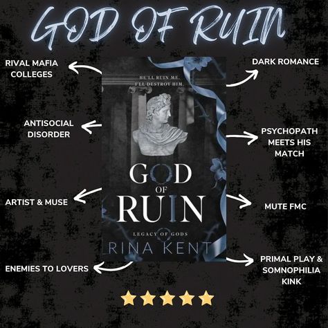 God of Ruin by @author_rina ⭐️⭐️⭐️⭐️⭐️ 🌶️🌶️🌶️🌶️ KU✅ Duel 1st person pov Synopsis: I’m out for revenge. After careful planning, I gave the man who messed with my family a taste of his own medicine. I thought it’d end there. It didn’t. Landon King is a genius artist, a posh rich boy, and my worst nightmare. He’s decided that I’m the new addition to his chess game. Too bad for him, I’m no pawn. If he hits, I hit back, twice as hard and with the same hostility. He says he’ll ruin me.... Landon King, God Of Ruin, Rich Boy, Chess Game, Anti Social, Book Covers, Chess, Revenge, Things To Think About