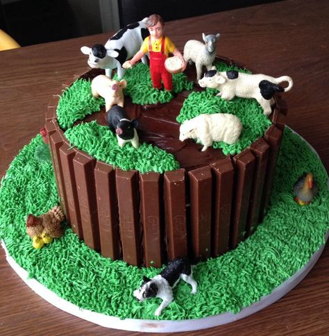 Farmer Birthday Cake, Farm Cake Ideas, Farmer Cake, Farm Cakes, Farm Birthday Cakes, Farm Animal Cakes, Tractor Cake, Cake Liner, Country Wedding Cakes