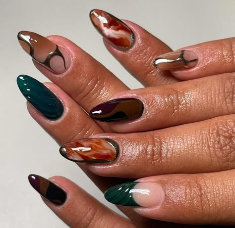 Colorful Chrome Nails, Mix Match Nails, Grunge Nails, Casual Nails, Brighter Days, Spring Nail Designs, S Nails, Nails Only, Finger Tips