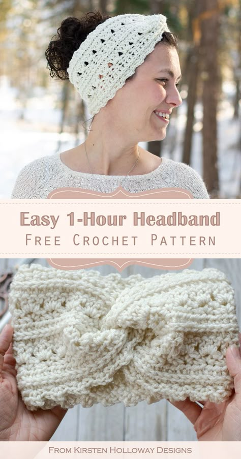 Free Crochet Ear Warmer Patterns For Women, Free Crochet Headbands For Women, Crochet Patterns Headband Free, Quick And Easy Crochet Projects Simple Afghan Patterns, Crochet With Hair Tie, Crochet Bow Headband Pattern Free, Crochet Headband Diagram, Crochet Handbands Free Pattern, Crochet Womens Headband