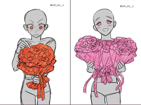 Drawing Bases, Body Pose Drawing, Holding Flowers, Body Drawing, Anime Drawings Tutorials, Art Base, Poses Reference, Pose References, Art Poses