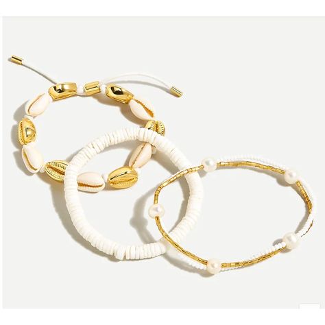 New With Tags - Retail $48 - This J. Crew Seaside Bracelet Set Is Precious! Like A Vacation You Can Wearthis Layered Bracelet Set Features Faux Shells And Pearls For A Fun, Beachy Update To Your Jewelry Box. Gold-Plated Brass Casting, Shells, Seed Beads, Cultured Freshwater Pearls. Inner Diameter: 2 1/4". Color Is Gold And White. I Also Have J. Crew Seaside White And Gold Shell & Pearl Layered Necklace (And Earringssee Last Photo) Pearl Layered Necklace, Shells And Pearls, Pearl Anklet, Layered Bracelet, Fun Beach, Enamel Bangle, Tassel Bracelet, Mama Style, Bracelets Gold