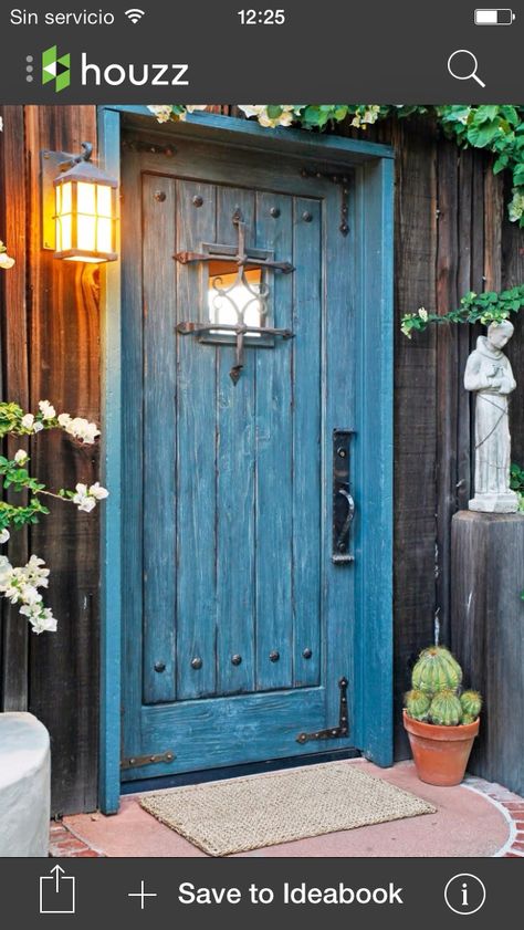 Rustic Entry Doors, Orchard Ideas, Wooden Door Knobs, Rustic Entry, Entry Door Hardware, Rustic Front Door, Blue Front Door, House Front Door, Rustic Blue