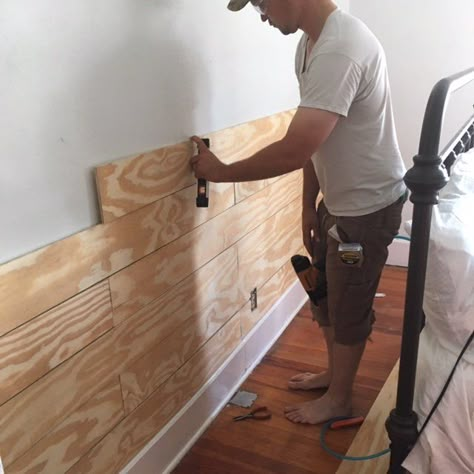 Cheap and Easy DIY Shiplap Wall Shiplap Farmhouse, Painting Shiplap, Installing Shiplap, Shiplap Wall Diy, Ship Lap, Shiplap Walls, Diy Shiplap, Shiplap Wall, Plank Walls