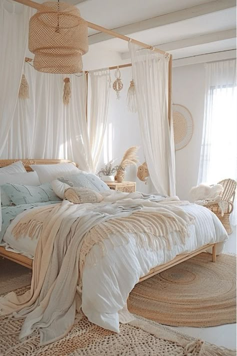 Girly Cabin Decor, Pink Boho Bedroom Ideas, Pink Boho Bedroom, Boho 2024, Costal Bedroom, Bohemian Bedroom Design, Whimsical Bedroom, Boho Bedroom Design, Boho Style Bedroom