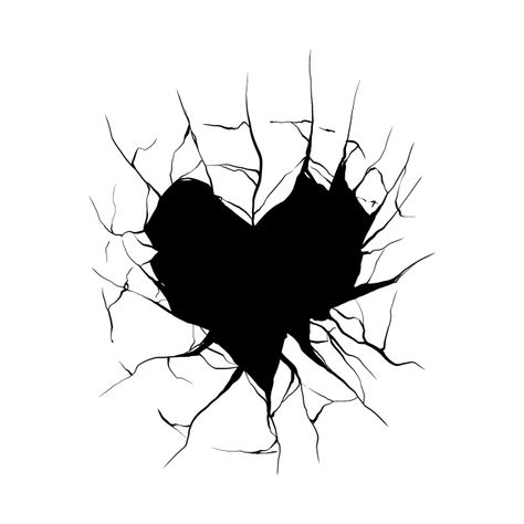 Shattered Glass Heart Tattoo, Breaking Heart Tattoo, Spiked Heart Tattoo, Cracked Heart Tattoo, Dark Tattoo Stencil, Cover Tatoos Ideas, Black Heart Drawing, Simple Back Tattoos For Guys, Black Out Tattoo Designs