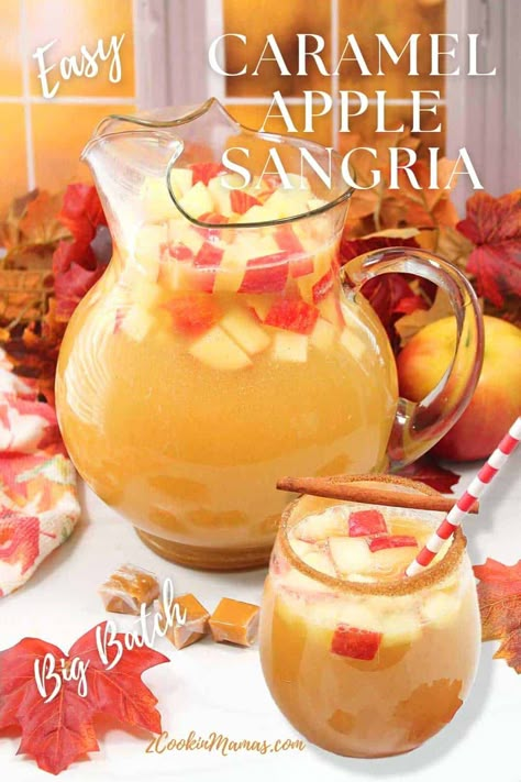 Apple Crisp Sangria, Fall Sangria With Vodka, Carmel Apple Vodka Punch, Fall Sangria Apple Cider, Caramel Apple Pie Sangria, Carmel Apple Cider Sangria Recipe, Apple Caramel Sangria, Easy Apple Cider Sangria, Caramel Vodka Sangria