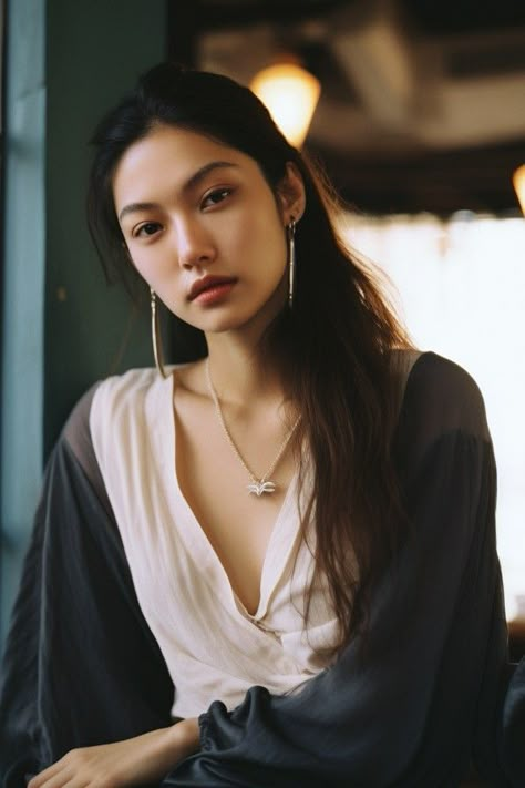 Beautiful modern Asian woman with ethereal essence Angelic Casual Outfit, Soft Dramatic With Angelic Essence, Angelic Ethereal Style, Modern Ethereal Outfits, Romantic Ethereal Dramatic, Ethereal Style Clothing, Ethereal Style Essence, Ethereal Clothing Casual, Ethereal Essence Outfits