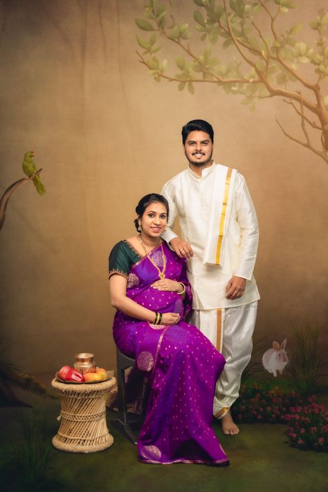 🌈 "A rainbow of joy is on the way."   #maternityshoot #maternityphotography #maternityphotoshoot #bangalorematernityphotographer #bangalorematernityphotography #bangaloremoms #pregnancyphotoshoot   Link: totinshot.in/maternity-photoshoot For Details Contact us :8310640408 Maternity Photography Poses Traditional, Maternity Photography Saree Poses, Sister Maternity Shoot, Traditional Maternity Photoshoot, Maternity Shoot With Husband, Traditional Maternity Shoot, Maternity Couple Poses, Saree Couple, Baby Shower Shoot