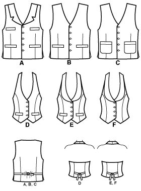 These patterns are cheap and offer several styles. I think the girlier halter style might be cuuute Ladies Waistcoat, Waistcoat Pattern, Dollhouse Clothes, Vest Sewing Pattern, New Look Patterns, Men's Vests, Mens Waistcoat, Retro Mode, Vest Pattern