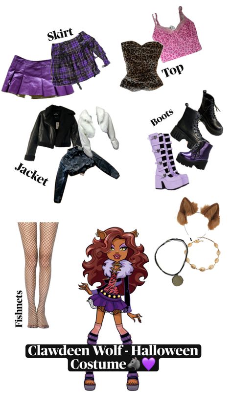 2000s Costume Ideas, Clawdeen Costume, Clawdeen Draculaura, 2000s Costume, Monster High Costumes, Halloween Costume Ideas Diy, Monster High Halloween Costumes, Cosplay Inspired Outfits, Monster High Halloween