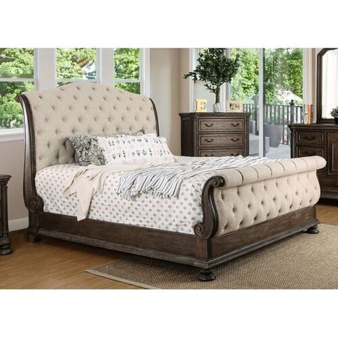 Dowton Abbey Upholstered Sleigh Bed | Wayfair Beige Sleigh Bed, Tufted Sleigh Bed, Fabric Sleigh Bed, California King Sleigh Bed, King Sleigh Bed, Sleigh Bed Frame, Soothing Bedroom, Queen Sleigh Bed, California King Size Bed