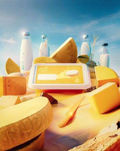 Safe Food spread cheese (12) | Images :: Behance Cheese Product, Food Spread, Commercial Ads, Cheese Spread, Blender 3d, Ads Creative, Print Ads, Brand Packaging, Packaging Design