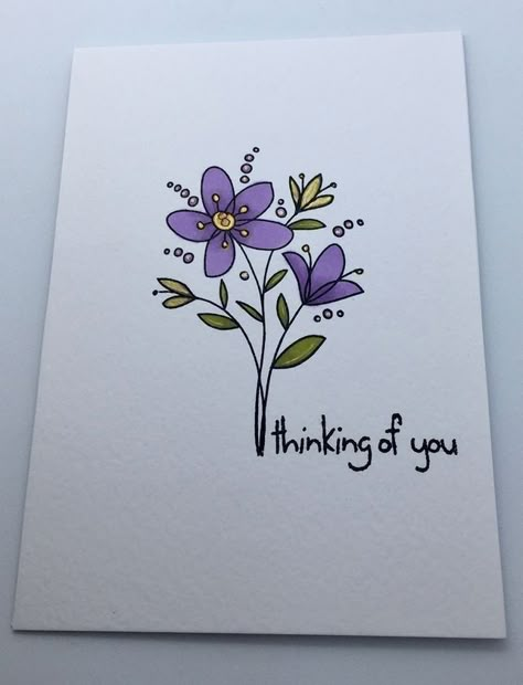 Thinking Of You Greeting Cards, Thinking Of You Card Ideas, Diy Thinking Of You Cards, Card Design Ideas Drawing, Thinking Of You Card, Thinking Of You Cards Handmade, Thinking Of You Cards, Envelope Art Drawing, Hand Painted Cards