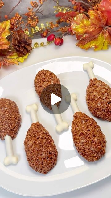 Genevieve LaMonaca on Instagram: "Turkey Legs Treats🍗 Follow @chefgenevieve for 25 Festive Recipes #thanksgiving #friendsgiving   Turkey Leg Rice Crispy Treats Makes 12  Ingredients: 6 pretzel rods 12 mini marshmallows  10oz white melting wafers  1/2 cup salted butter 3 tbsp hot cocoa mix 10 oz mini marshmallow  8 cups rice crispies  Cut pretzel rods in half. Cut mini marshmallows in half and stick each half on the bottom of the uncut side of the pretzel stick.  Melt white melting wafers according to package directions then dip the pretzels in, marshmallow side down.   Allow to dry on parchment paper in the fridge (you can double dip once dried resulting in a better color)  For the rice crispy treats, melt butter in a pot on low heat  then add hot cocoa powder mix. Once fully incorporated Rice Crispy Turkey Leg Treats, Turkey Leg Treats, Rice Krispie Turkey Legs Treats, Thanksgiving Pretzel Rods, Turkey Rice Krispie Treats, Hot Cocoa Powder, Friendsgiving Turkey, Chocolate Dipped Pretzel Rods, Turkey Treats