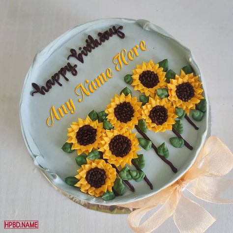 Sunflower Birthday Wishes Cake For Mom With Name Editing Sunflower Cake Designs Birthday, Sunflower Cake Birthday Simple, Sunflower Birthday Wishes, Cakes For Moms Birthday, Sunflower Cake Birthday, Birthday Cakes For Mom, Cake Ideas For Mom, Birthday Cake Mom, Sunflower Birthday Cakes