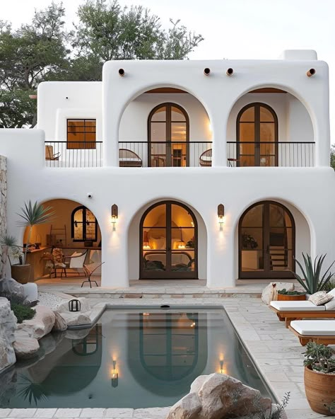 Greek Style Home, Greece House, Greece Architecture, Oasis Springs, Santorini House, Timeless Interior Design, Greek Villas, Bali House, Modern Home Interior Design