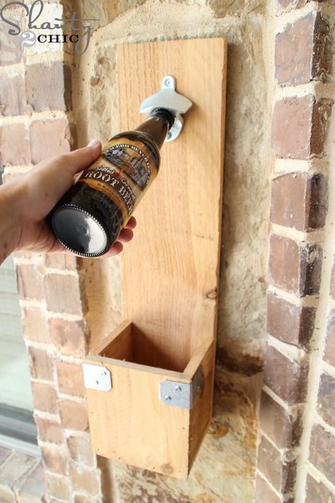 DIY Bottle Opener - Shanty 2 Chic Diy Bottle Opener, Small Craft Room Ideas, Kids Woodworking Projects, Easy Woodworking Projects Diy, Garage Man Cave Ideas, Woodworking Plans Patterns, Diy Easter Gifts, Woodworking Projects Furniture, Woodworking Plans Beginner