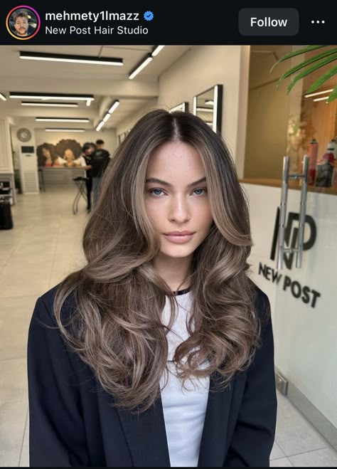 Ash Colored Hair Brown, Hair Color For Mestiza Skin, Milky Brunette Hair, Taupe Balayage Hair, Mocha Moose Hair Color, Multidimensional Brunette Dark, Mocha Mousse Balayage, Latte Brown Balayage, Teddy Brown Balayage