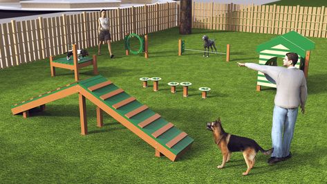 Dog Park Design, Dog Agility Course Diy, Dog Park Ideas, Dog Park Equipment, Outdoor Dog Area, Dog Boarding Ideas, Puppy Playground, Dog Play Area, Indoor Dog Park