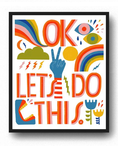 OK Let's Do This Art Print | Etsy Old Bucket, Lisa Congdon, Adventure Map, Book Launch, Blog Branding, Sign Printing, Thoughts And Feelings, How To Make Notes, Cross Stitch Kit