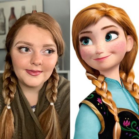 Princess Make Up Looks, Anna Makeup Frozen, Princess Anna Makeup, Anna Frozen Makeup, Character Makeup Looks, Anna Makeup, Frozen Play, Hair Plaits, Frozen Makeup