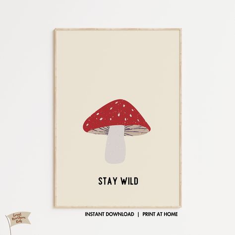 Woodland Print • Mushroom Poster • Nature Themed Nursery Decor • Neutral Nursery • Forest Wall Art • Printable Kids Motivational Poster Mushroom Inspired Nursery, Nursery Mushroom Theme, Woodland Childrens Bedroom, Mushroom Nursery Theme, Mushroom Themed Bedroom, Mushroom Nursery Decor, Mushroom Themed Nursery, Nature Nursery Theme, Mushroom Bedroom Decor