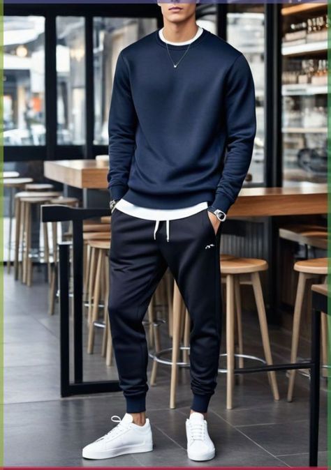 Mens Fashion Sporty Casual, Mens Weekend Outfits, Mens Athleisure Outfits, Outfit Mann, Athleisure Outfits Men, Workouts Hiit, Sport Street Style, Clothing School, College Outfits Men