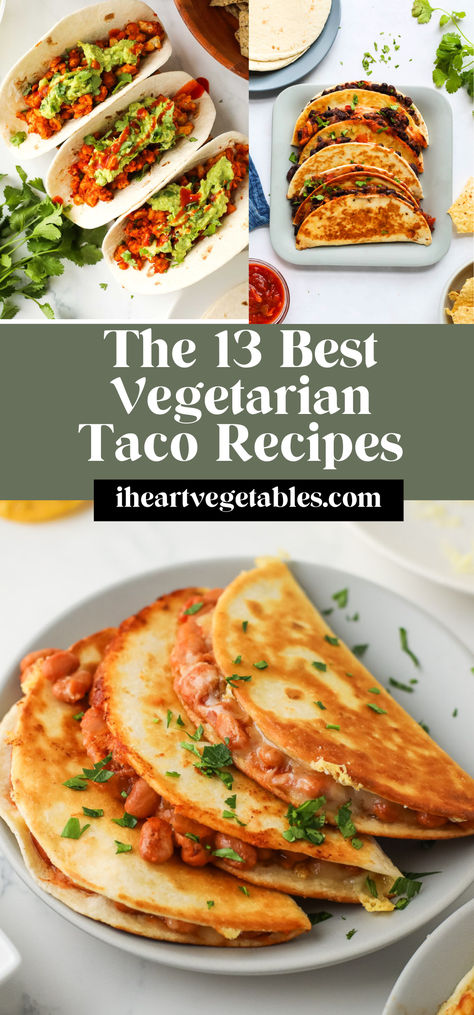 Looking for easy vegetarian taco recipes? These are some of my FAVORITES! They're so delicious! Mexican Dinner Vegetarian, Taco Recipe Vegetarian, Vegetarian Taco Night, Vegetarian Recipes Tacos, Vegetarian Mexican Tacos, Vegetarian Taco Salad Recipe, Easy Vegetarian Mexican Casserole, Easy Vegetarian Tacos, Vegetarian Breakfast Tacos