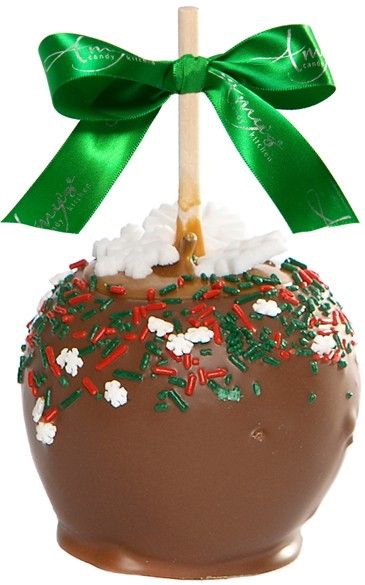 Holiday Red & Green Snowflake Dunked Caramel Apple w/ Milk Chocolate Caramel Apple Treats, Candy Apples Caramel, Caramel Apple Gifts, Chocolate Caramel Apples, Gourmet Caramel Apples, Candy Apple Recipe, Apple W, Chocolate Covered Apples, Edible Christmas Gifts