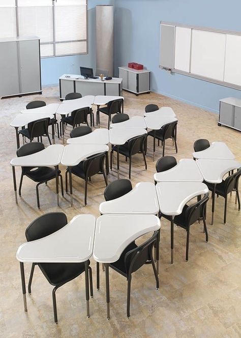 School Furniture Design, Desk Arrangement, Classroom Seating Arrangements, Trendy Desks, Desk Arrangements, Classroom Interior, Classroom Desk, Classroom Seating, Modern Classroom