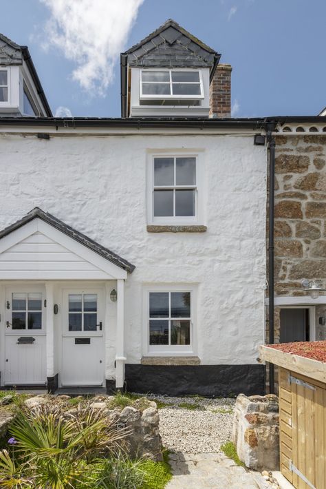 Photo 1 of 11 in A Darling Fisherman’s Cottage on the Cornwall Coast Angles for £685K - Dwell Mousehole Cornwall, Cornish Cottage, Cornwall Cottages, Fishermans Cottage, Cornwall Coast, Timber Staircase, Log Burning Stoves, Inglenook Fireplace, Modern Extension