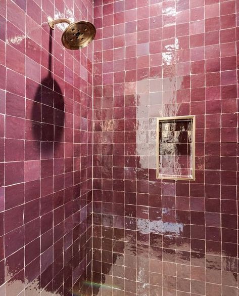 Hidden Valley Homes on Instagram: "Don’t sleep on the burgundy tiles. We sure didn’t, and look what we came up with. ⁠ ⁠ #hiddenvalleyhomes #luxuryhomes #nashvilletn #customhomes #brentwoodtn #nashvillerealestate #tennesseeliving #nashvillebuilder #HVHOMES #shower #showertile #mastersuite" Burgundy Shower Tile, Maroon Shower Tile, Burgundy Tile Bathroom, Berry Bathroom, Burgundy Tiles, Burgundy Tile, Burgundy Bathroom, Tennessee Living, Arch Interior Design