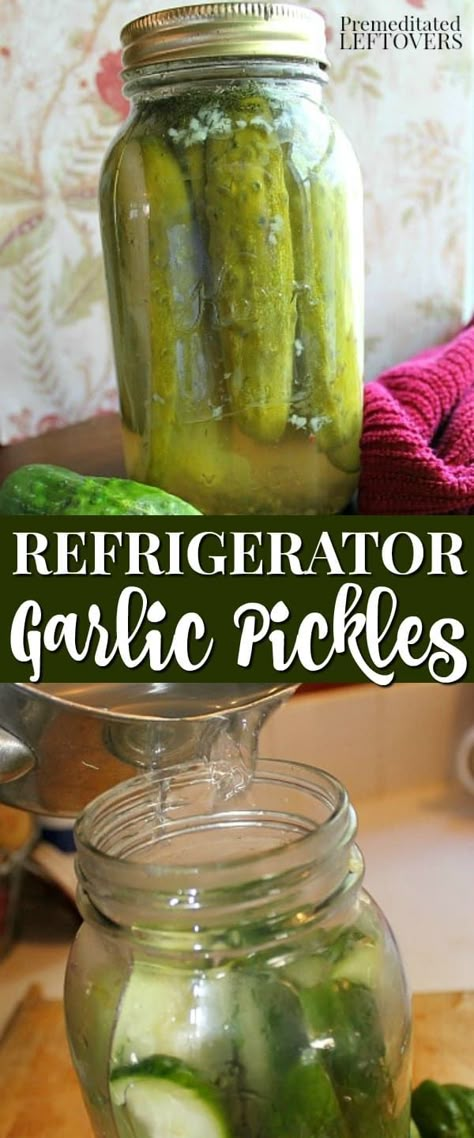 Quick Garlic Pickles, Dill Refrigerator Pickle Recipe, How To Make Garlic Pickles, Garlic Cucumbers, Pickles Homemade Easy, Garlic Pickles, Pickled Things, Pickling Cucumbers Recipe, Pickles Homemade