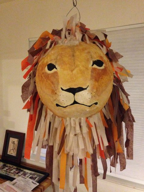 Lion pinata 2015 - pinata post - Imgur Lion Pinata, Savannah Animal, Lion King Birthday Party Ideas, Diy Paper Ideas, Safari Theme Birthday Party, Lion House, Homemade Decorations, Guardian Lion, Lion King Birthday